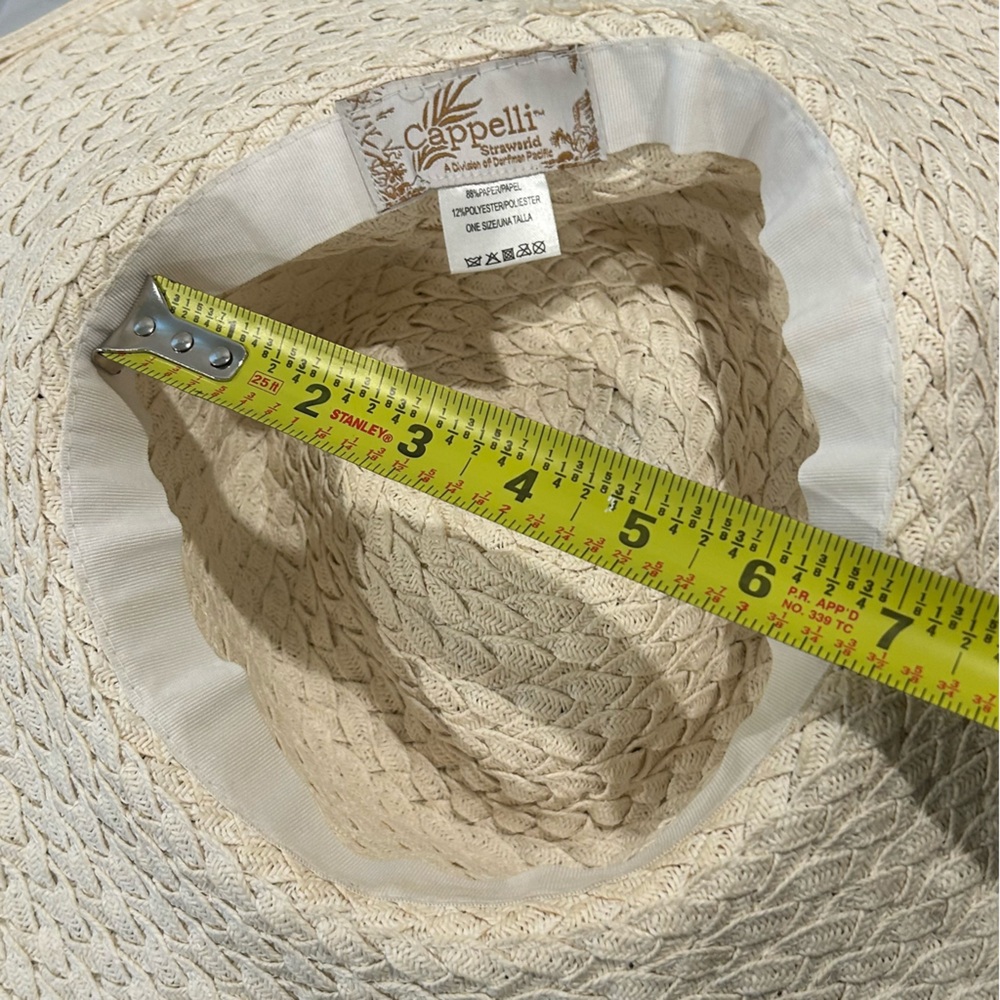 Cappelli Straworld Sun Hat Creamy Neutral Color Foldable Flowers One Size Womens - Picture 7 of 7
